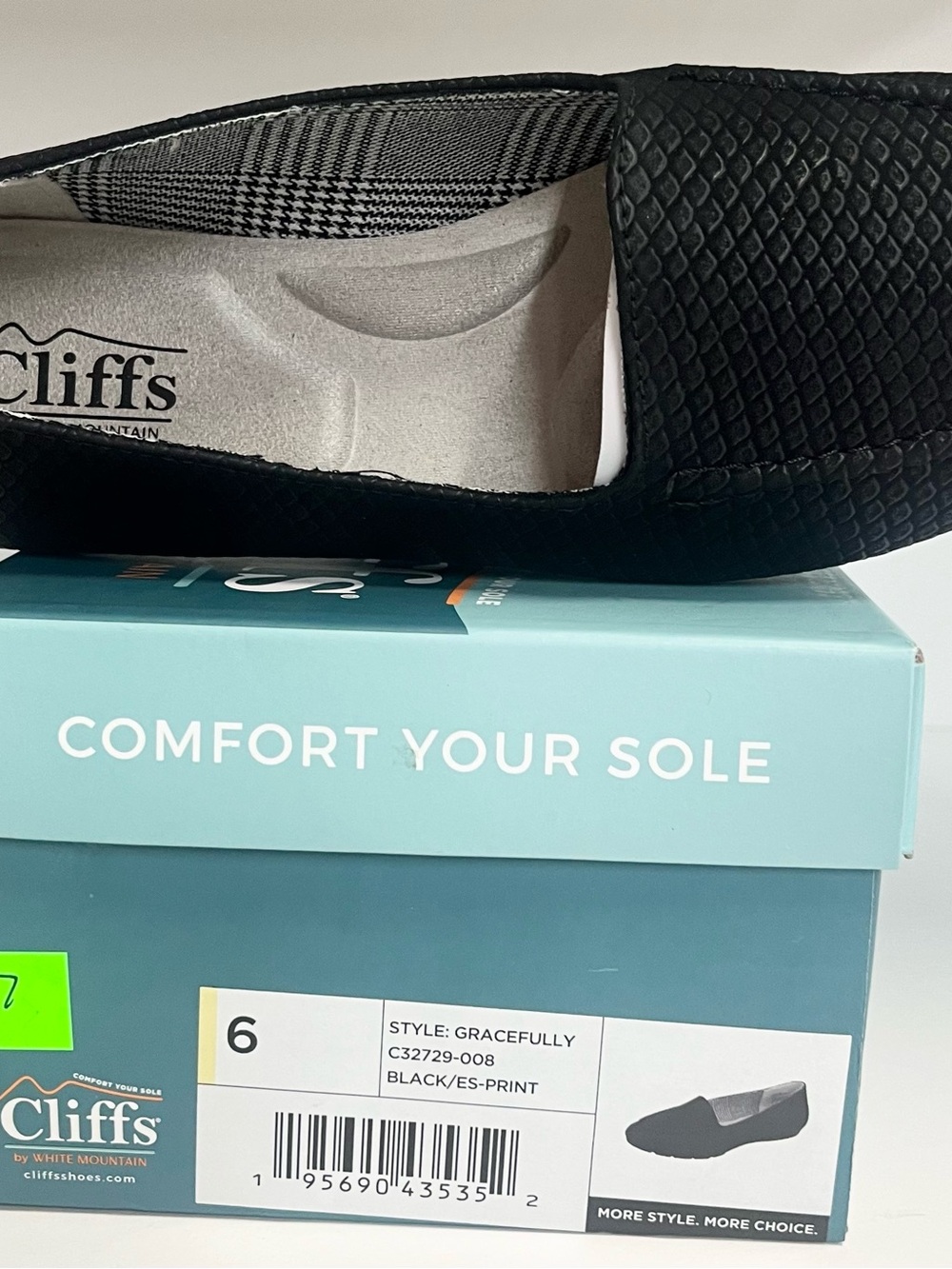 Cliffs by WHITE MOUNTAIN Black Textured Slip-On Loafer with Plaid Lining